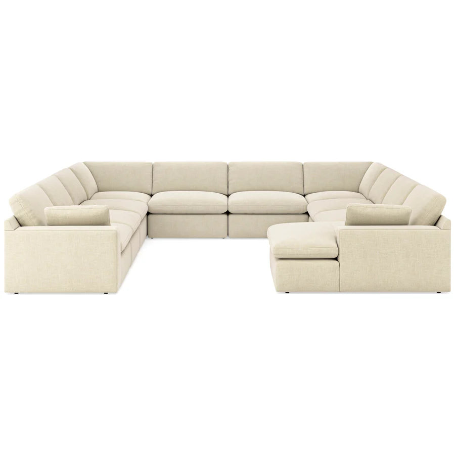 Seccional Elyza Linen LAF de 10 piezas con chaise longue