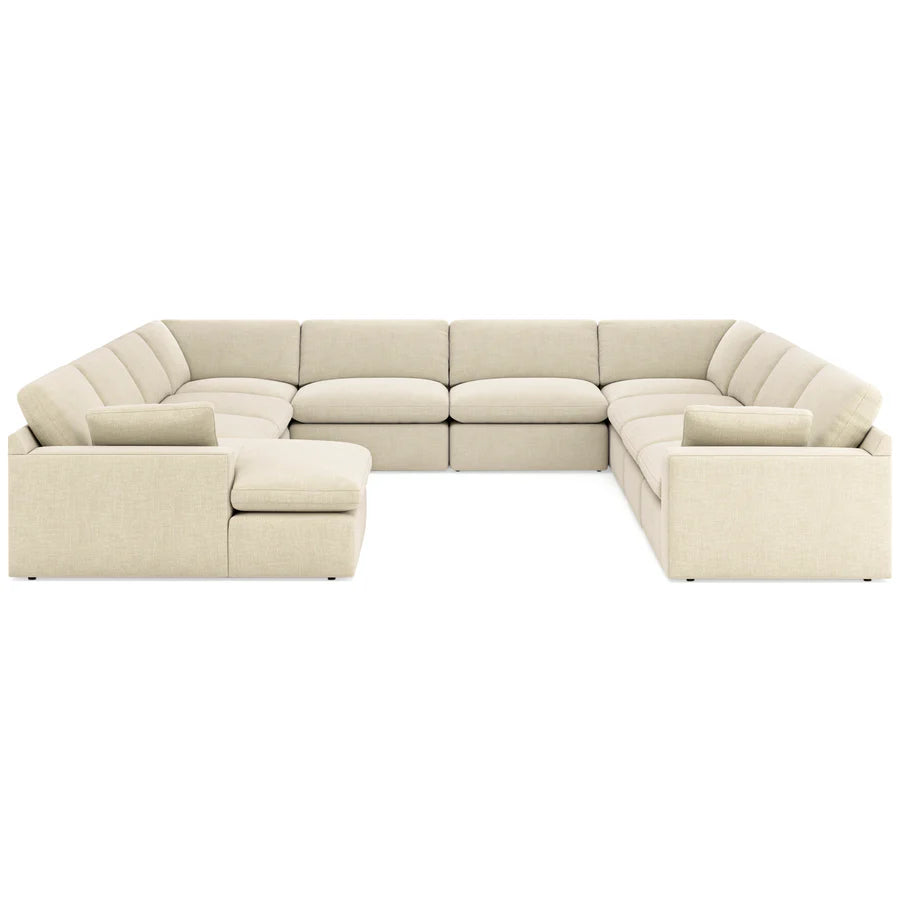 Seccional Elyza Linen LAF de 10 piezas con chaise longue