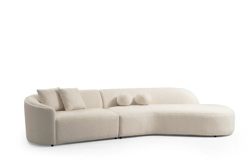 Seccional curvo de bucle color marfil Cloe