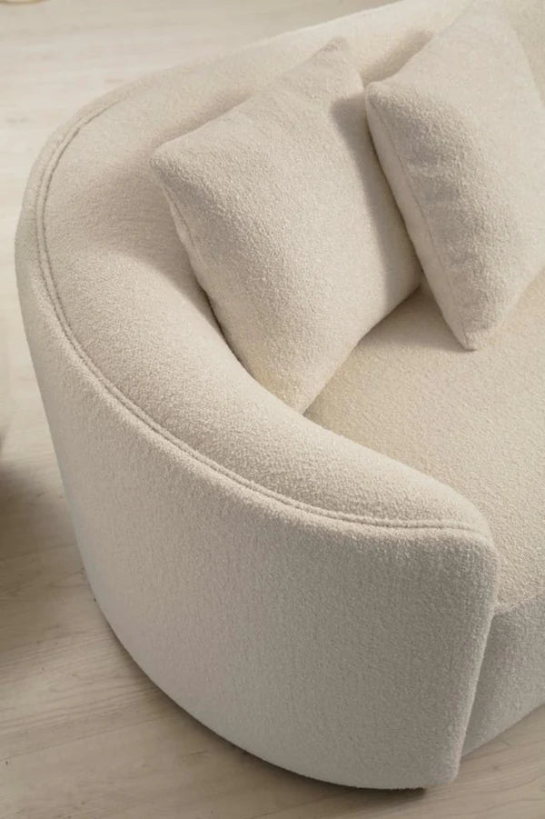Seccional curvo de bucle color marfil Cloe