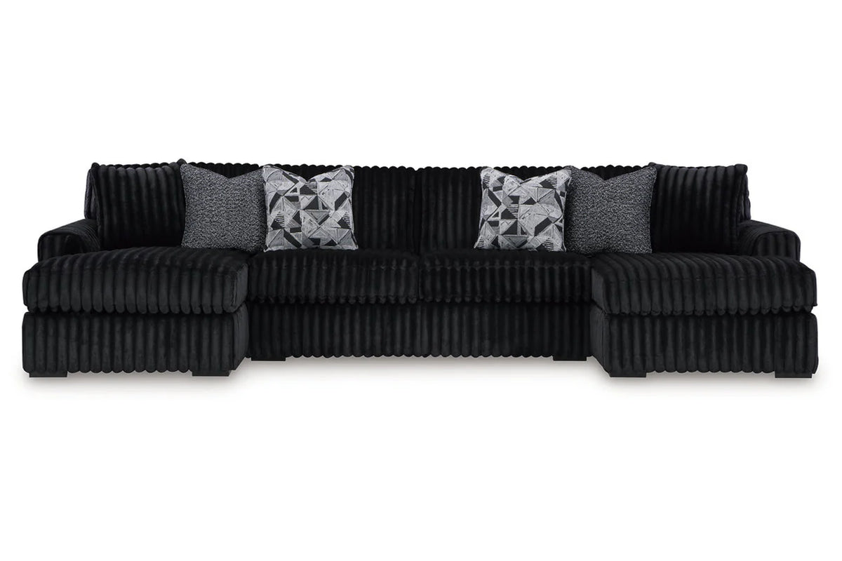 Seccional doble de 3 piezas con chaise longue Midnight-Madness Onyx