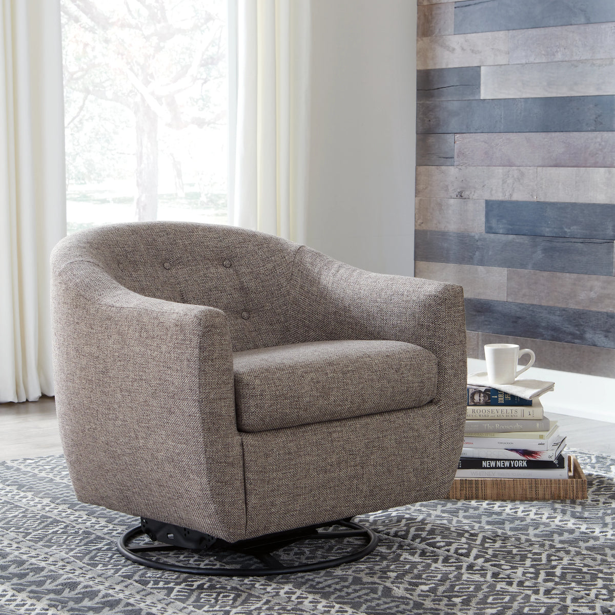 Sillón decorativo giratorio Upshur color topo