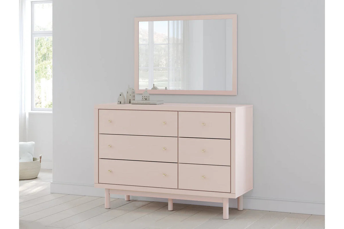 Wistenpine Blush Upholstered Youth Storage Platform Bedroom Set with 2 Drawers