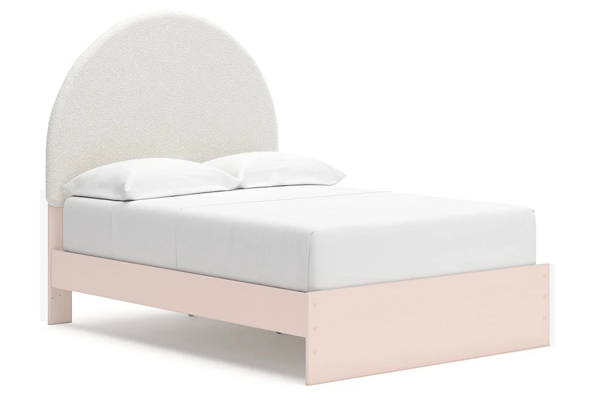 Wistenpine Blush Upholstered Youth Storage Platform Bedroom Set with 2 Drawers