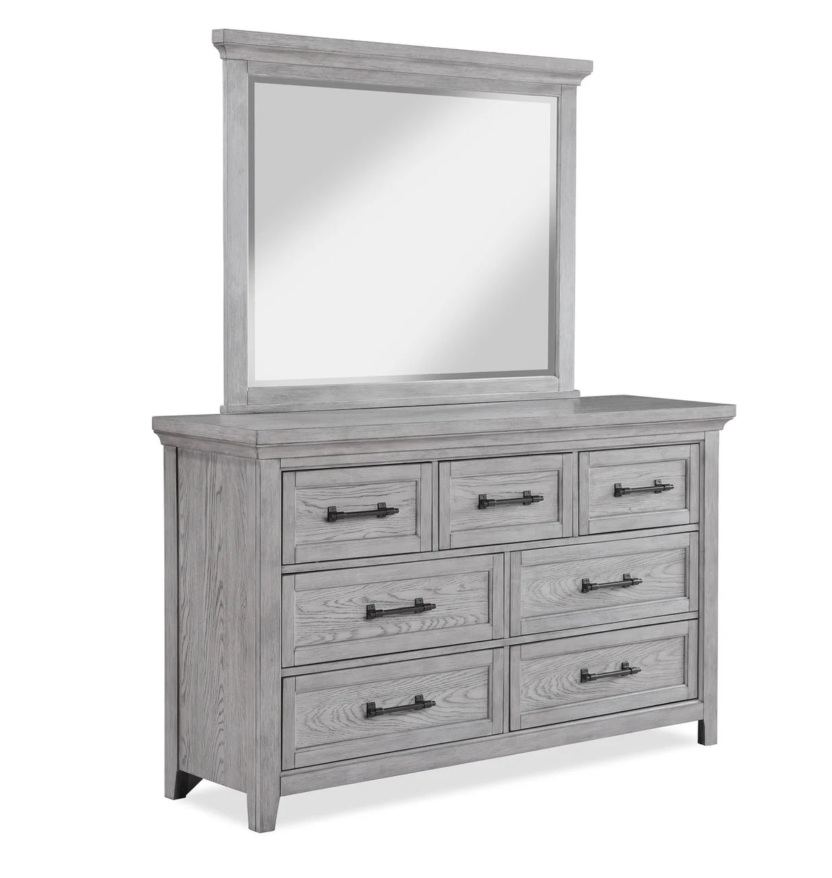Juego de dormitorio Beckett Rustic Gray con panel de banco al pie de la cama