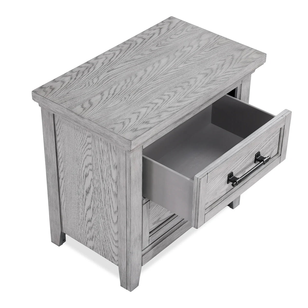 Juego de dormitorio Beckett Rustic Gray con panel de banco al pie de la cama