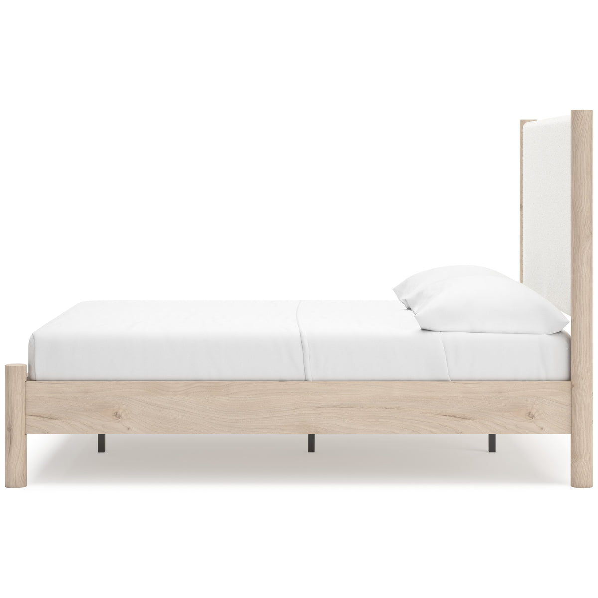 Cama Cadmori Queen con plataforma tapizada en dos tonos