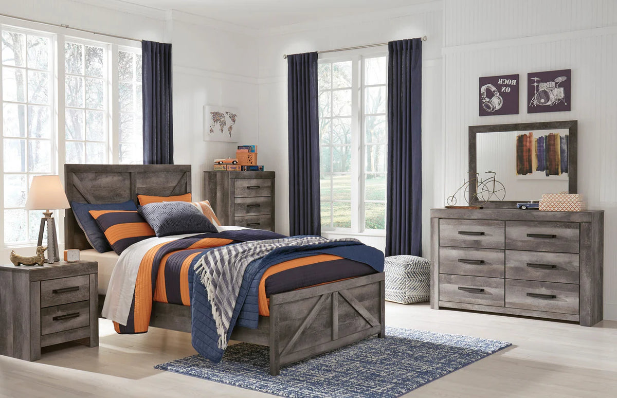 Wynnlow Gray Crossbuck Youth Panel Bedroom Set