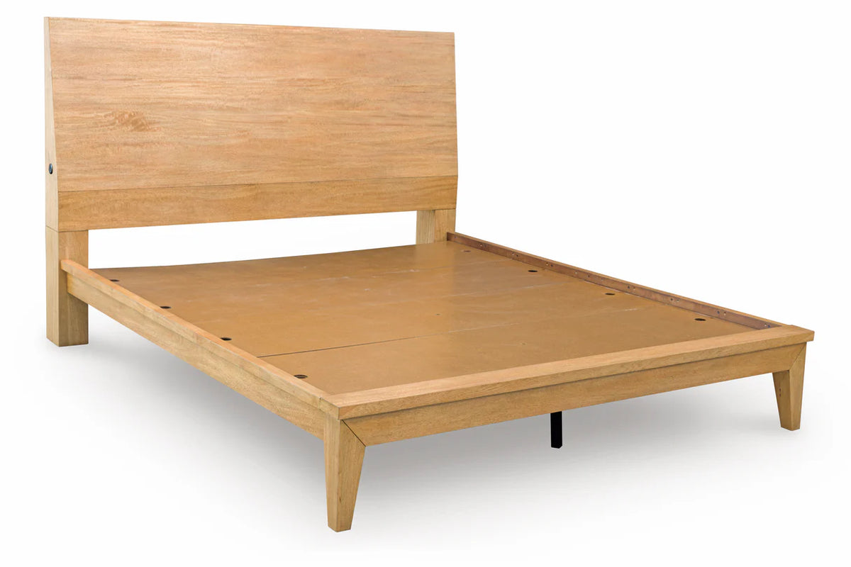 Juego de dormitorio con plataforma Sherbana en marrón claro