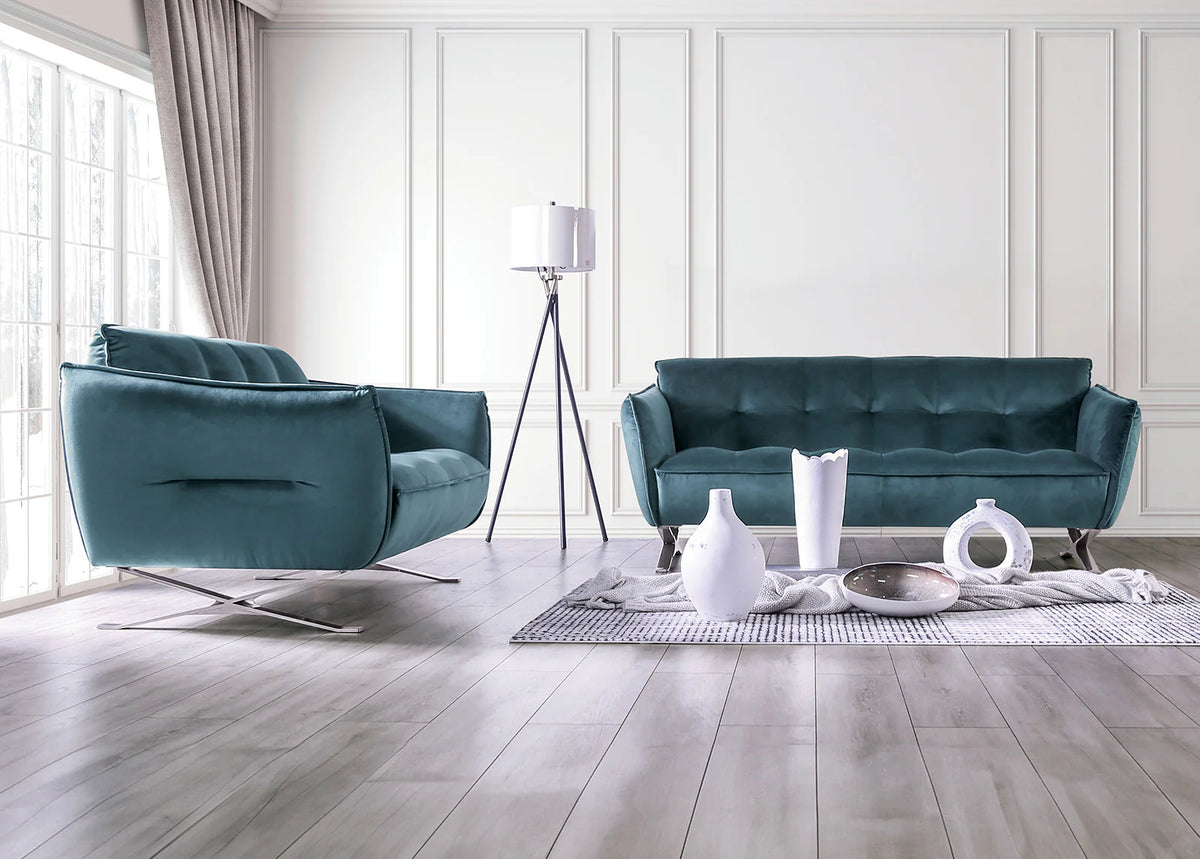Civellutino Teal Living Room Set