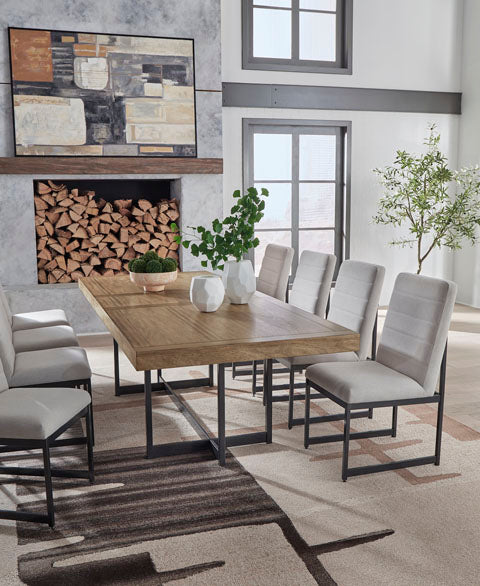 Tomtyn Light Brown Dining Extension Table & 8 Chairs