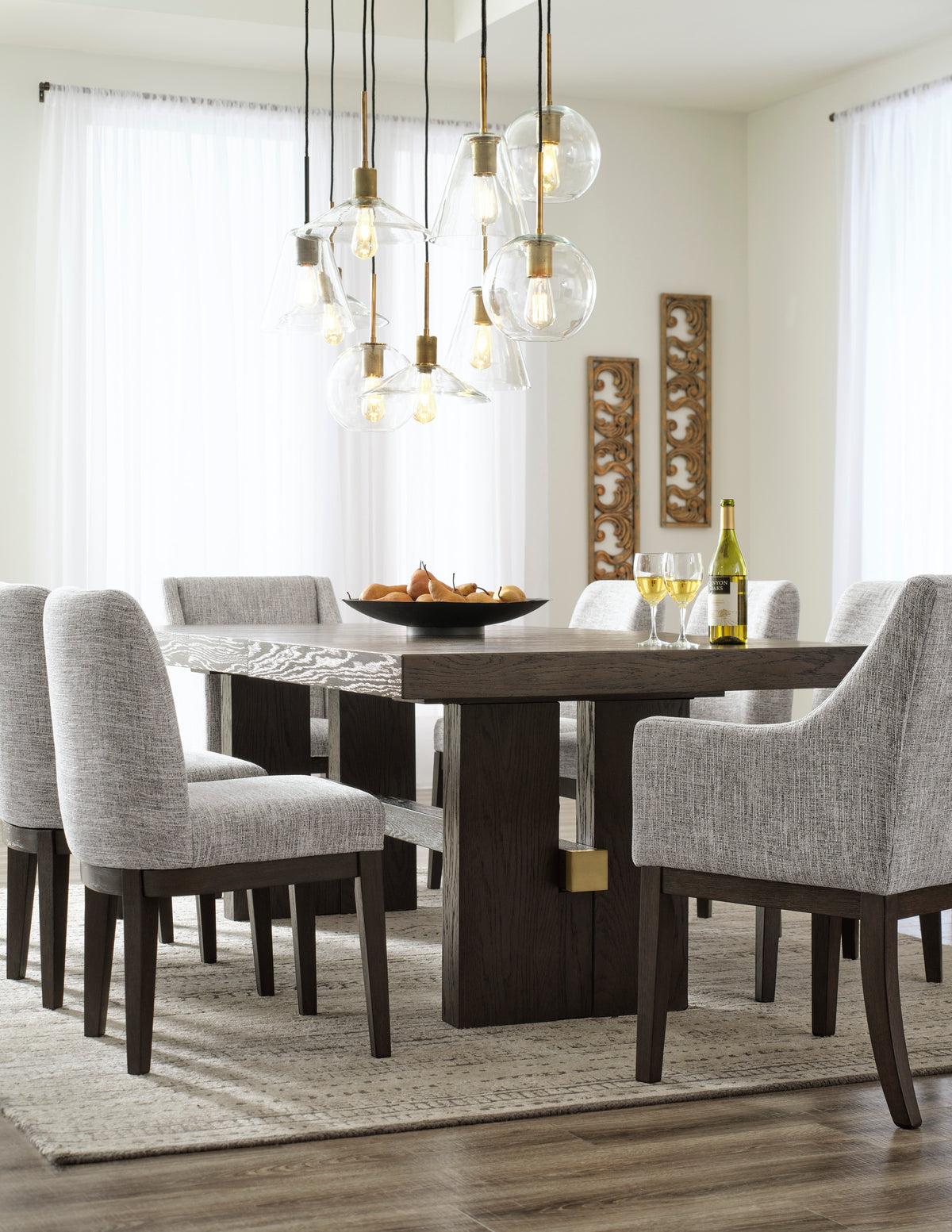 Juego de comedor extensible Burkhaus marrón oscuro