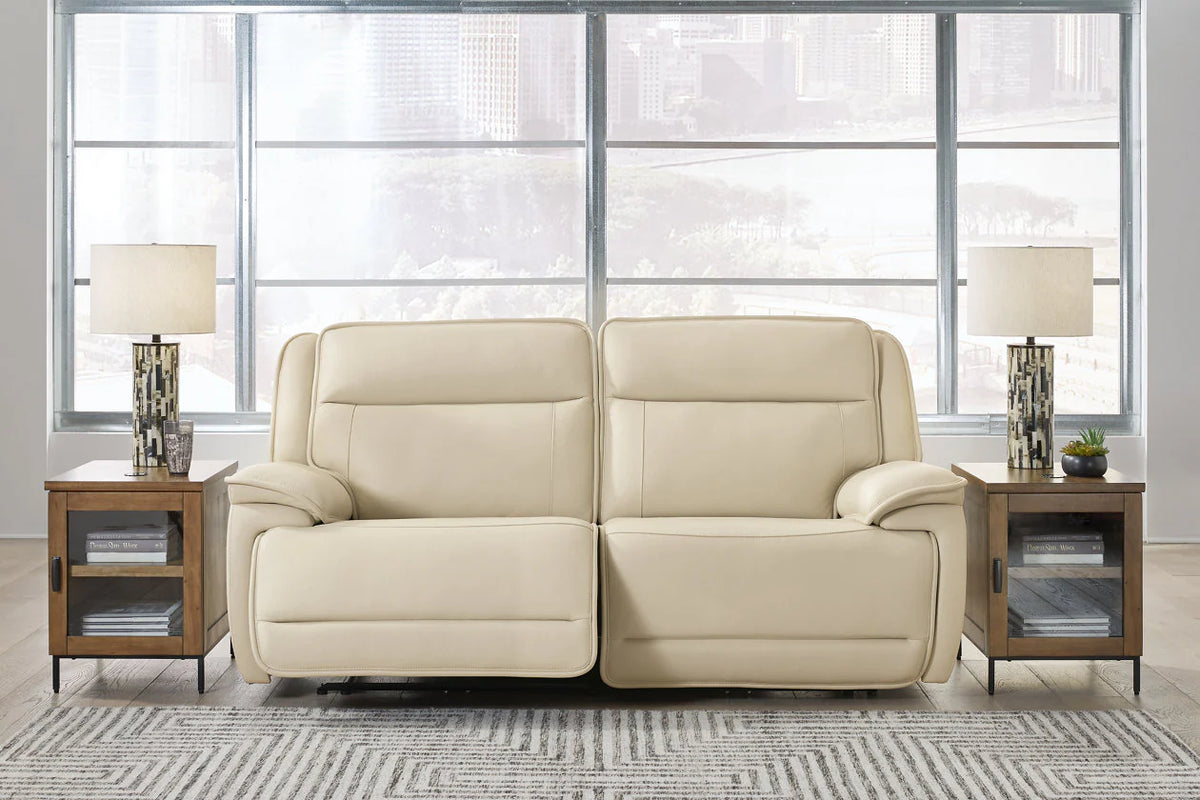 Sofá biplaza reclinable eléctrico Almond Double Deal con reposacabezas ajustables