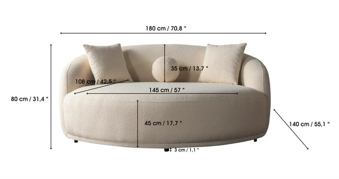 Bonita Ivory Boucle Round Sofa