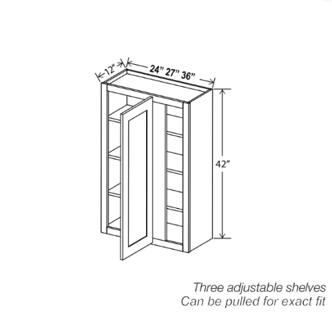 Gray Shaker 42″ H Wall Blind Cabinet