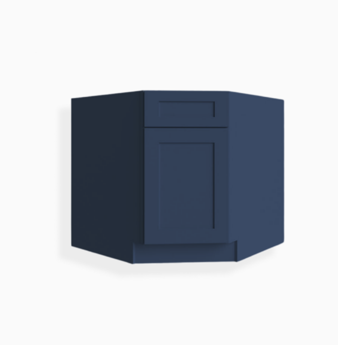 Mueble base para fregadero de esquina de estilo shaker azul marino