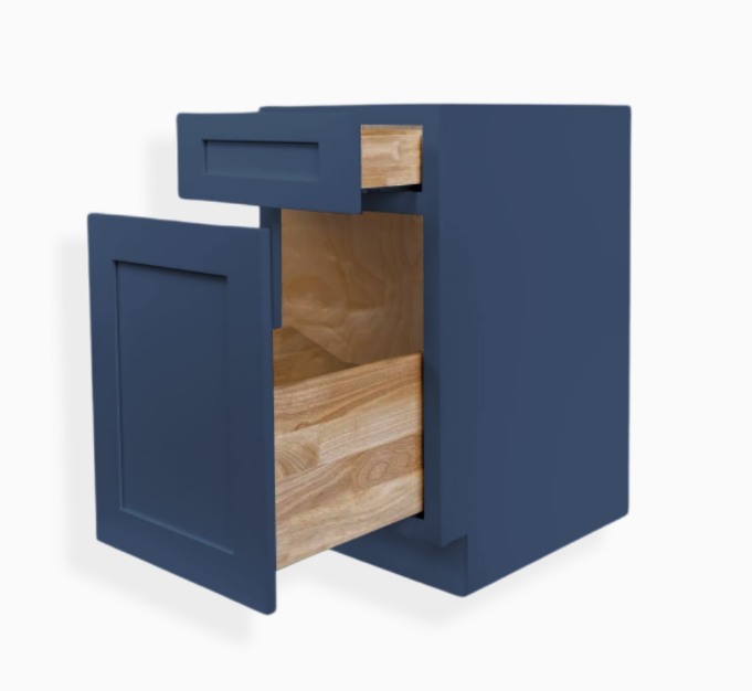 Gabinete con cesto para basura con base estilo shaker azul marino