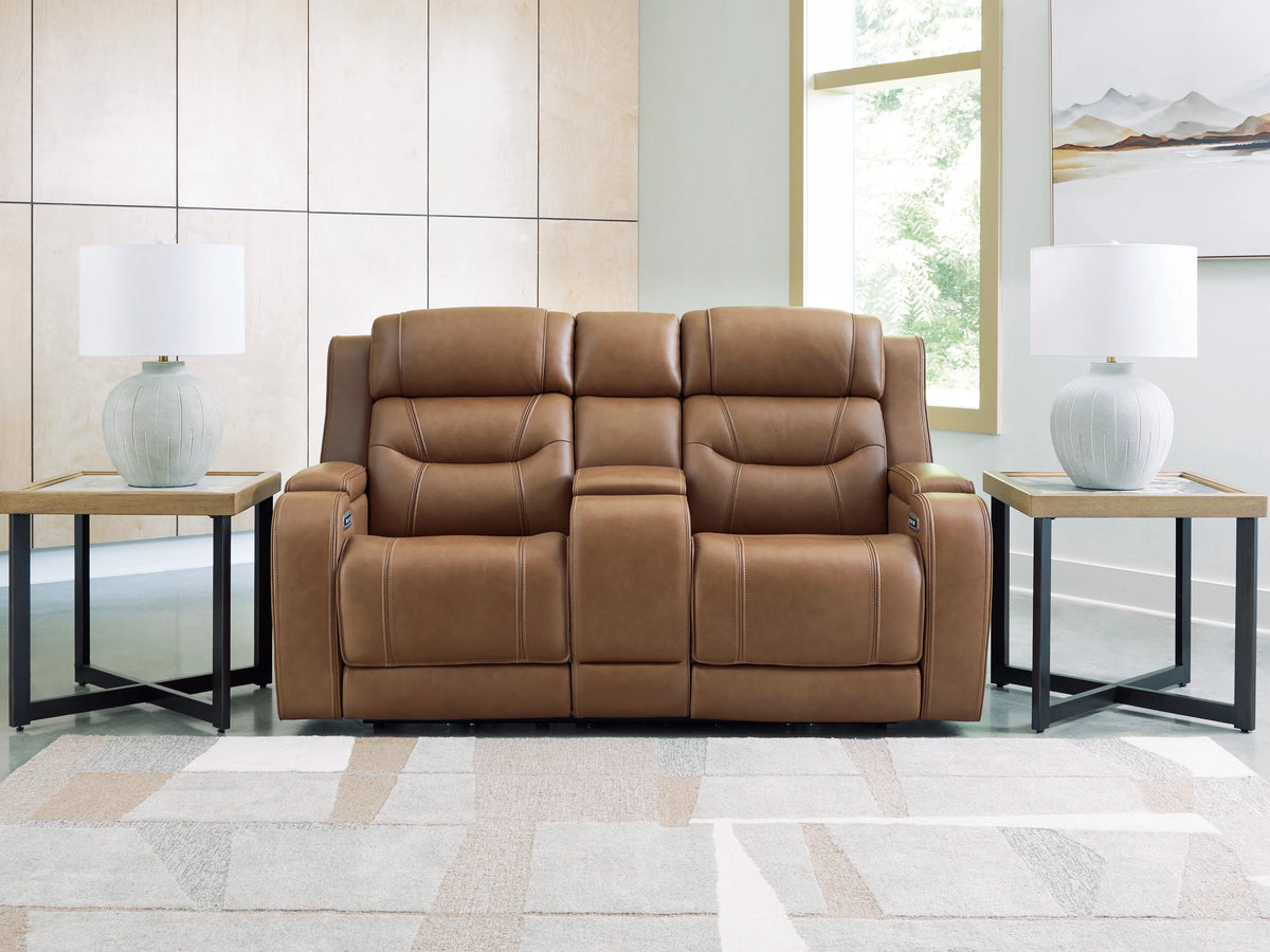 Juego de sala reclinable eléctrico de 3 piezas Knightington Caramel con asientos de audio