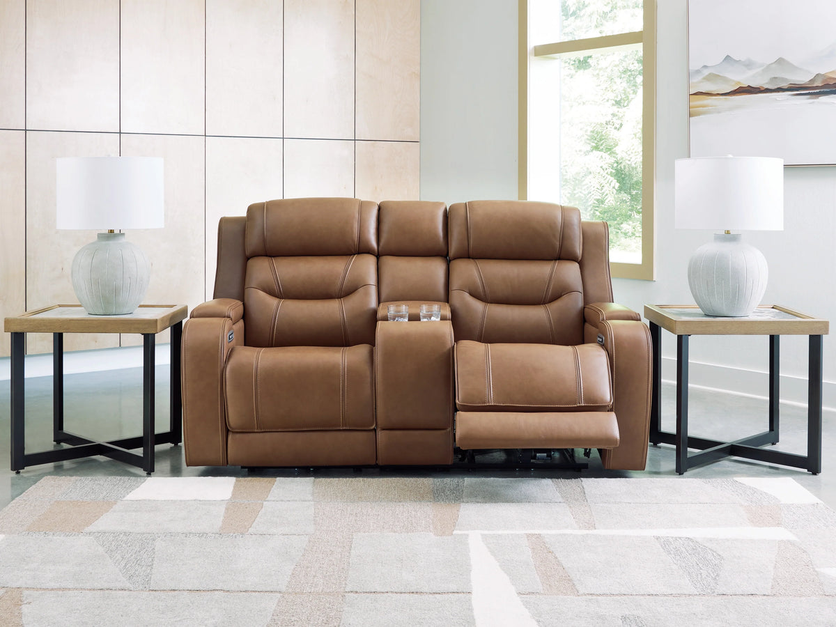 Juego de sala reclinable eléctrico de 3 piezas Knightington Caramel con asientos de audio