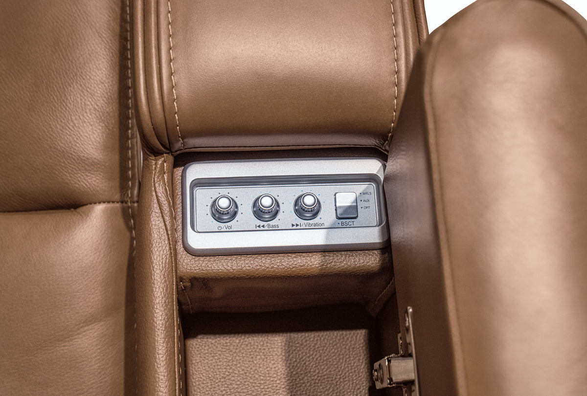 Juego de sala reclinable eléctrico de 3 piezas Knightington Caramel con asientos de audio
