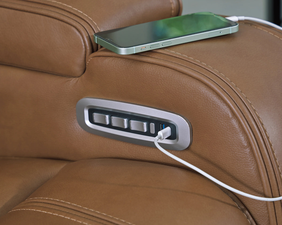 Juego de sala reclinable eléctrico de 3 piezas Knightington Caramel con asientos de audio