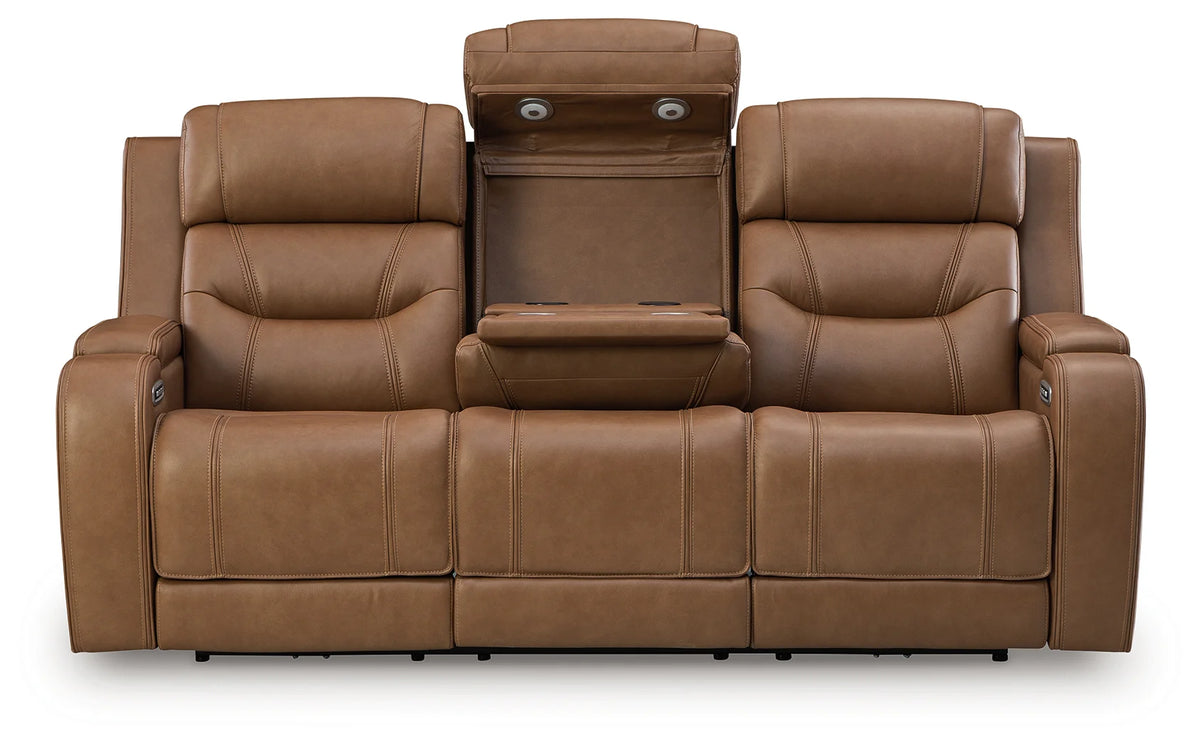 Juego de sala reclinable eléctrico de 3 piezas Knightington Caramel con asientos de audio