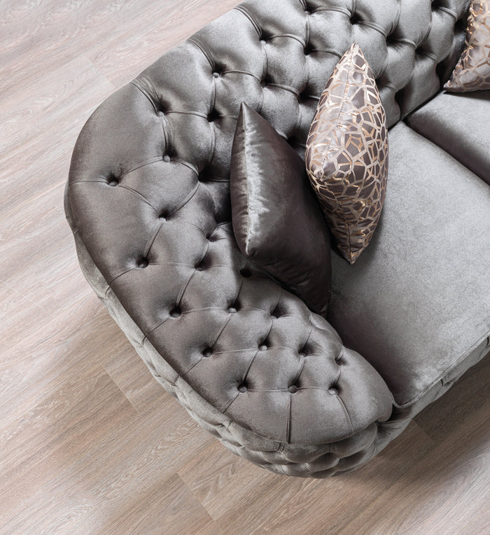 Lupino Gray Velvet Loveseat