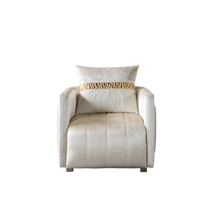 Sillón Carlina de terciopelo marfil