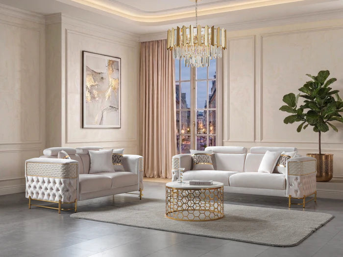 Fabiana Ivory Velvet Sofa