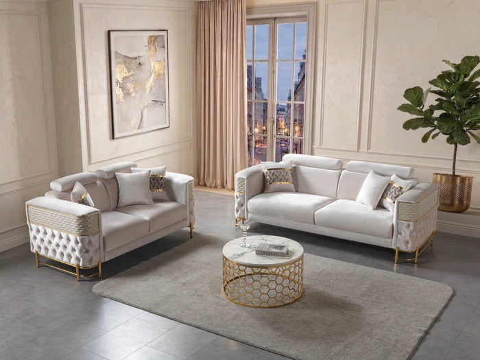 Fabiana Ivory Velvet Loveseat