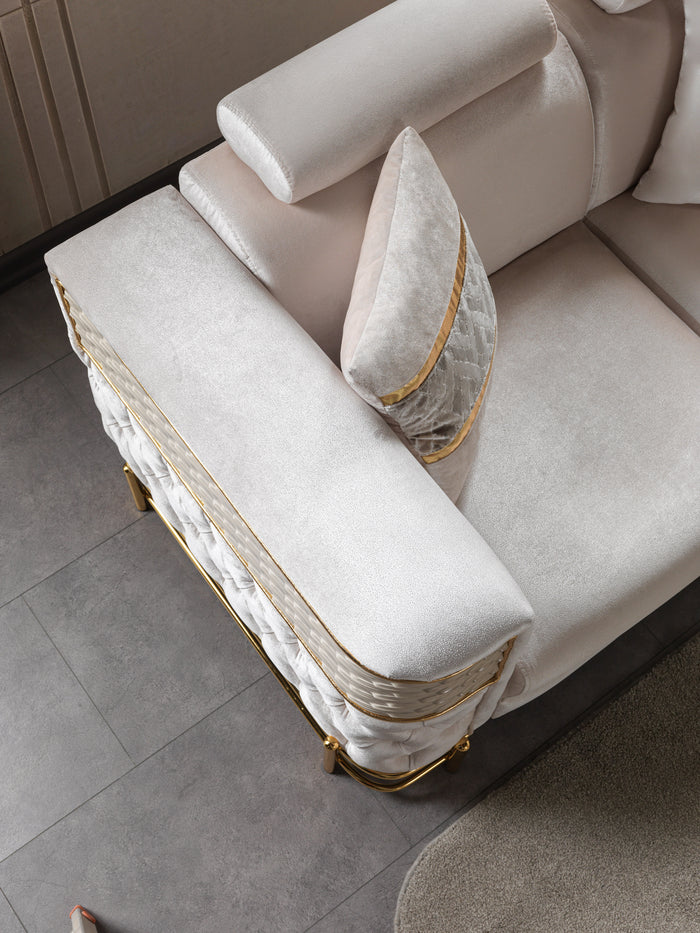Fabiana Ivory Velvet Loveseat