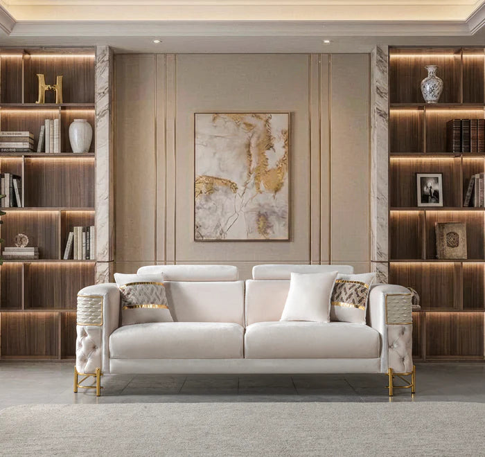 Fabiana Ivory Velvet Sofa