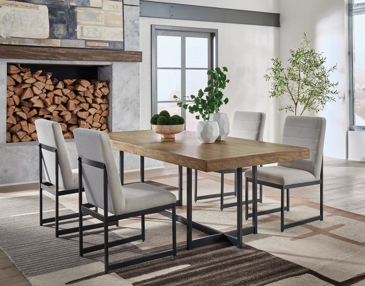 Tomtyn Light Brown Dining Table with 4 Chairs