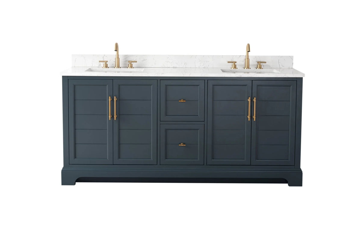 Vannes 72" Double Sink Bathroom Vanity Vintage Spruce Blue