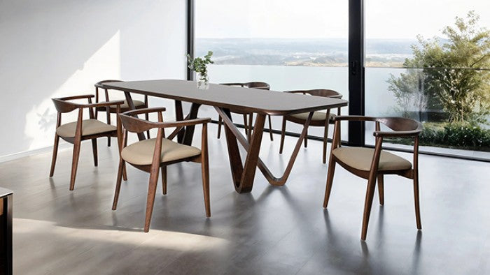 Nordby Walnut 7 Pieces Dining Table Set