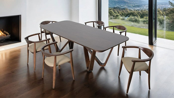 Nordby Walnut 7 Pieces Dining Table Set