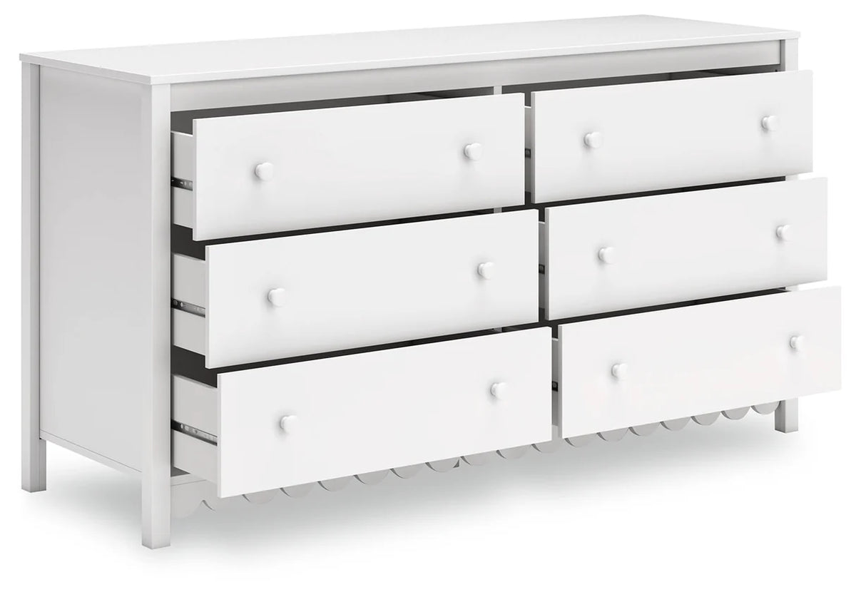 Juego de dormitorio juvenil con plataforma Hallityn en color blanco