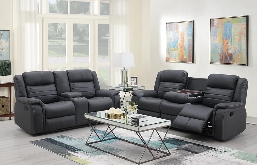 Juego de sala de estar reclinable de 3 piezas Max Gray