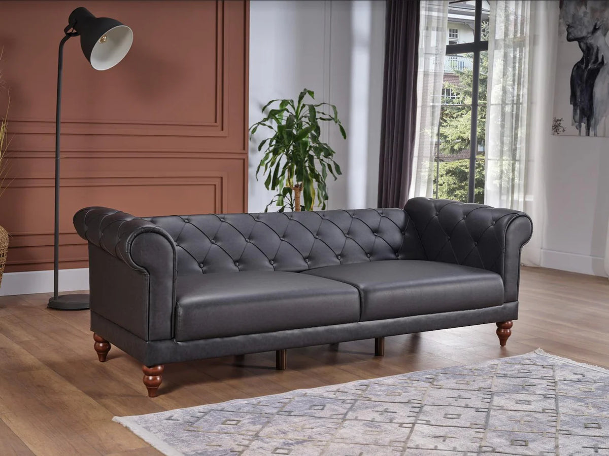 Muse Gray PU 3-Seat Sleeper Sofa