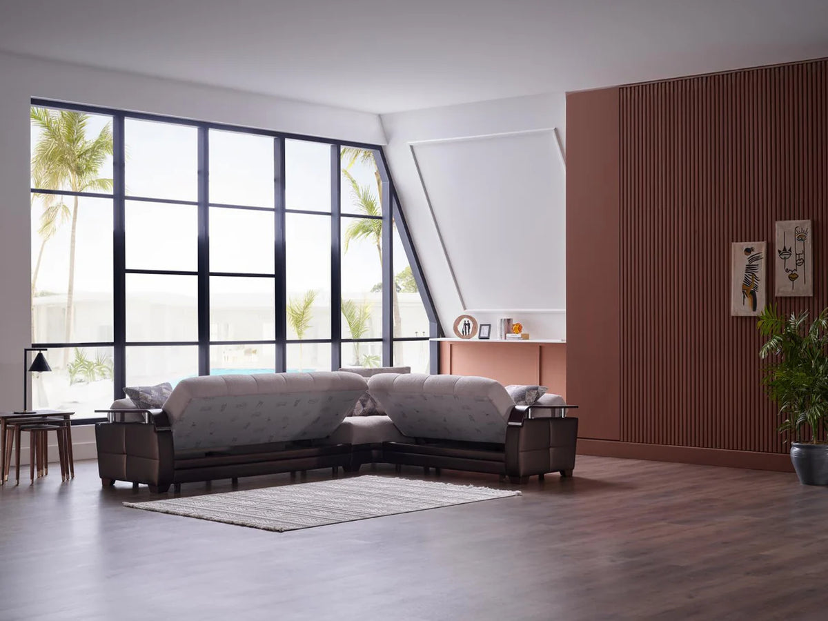 Sofá cama seccional Nivus beige natural