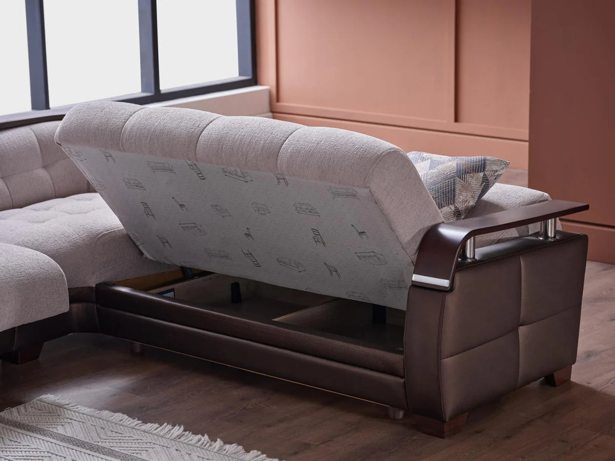 Sofá cama seccional Nivus beige natural