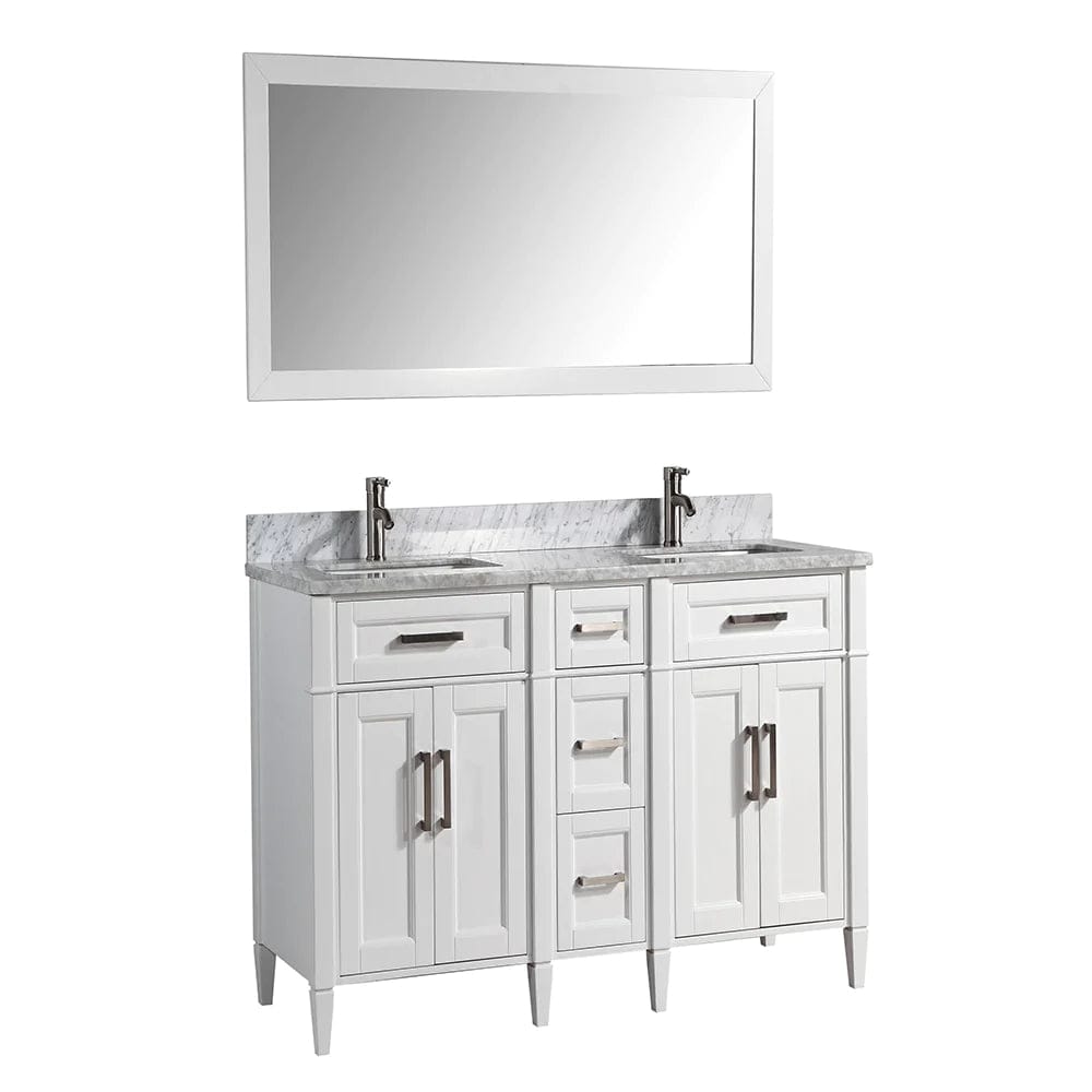 60 in. Single Sink Bathroom Vanity Set in White ,Carrara Marble Stone Top - Decohub Home