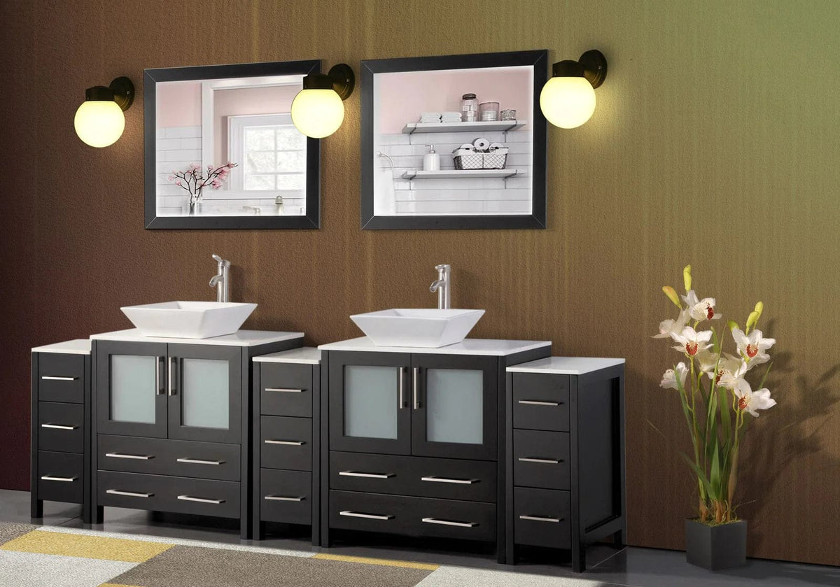 96 in. Double Sink Bathroom Vanity Combo Set in White - Decohub Home