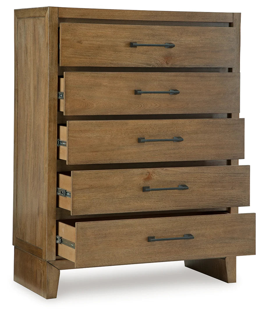 Juego de dormitorio con plataforma Sherbana en marrón claro