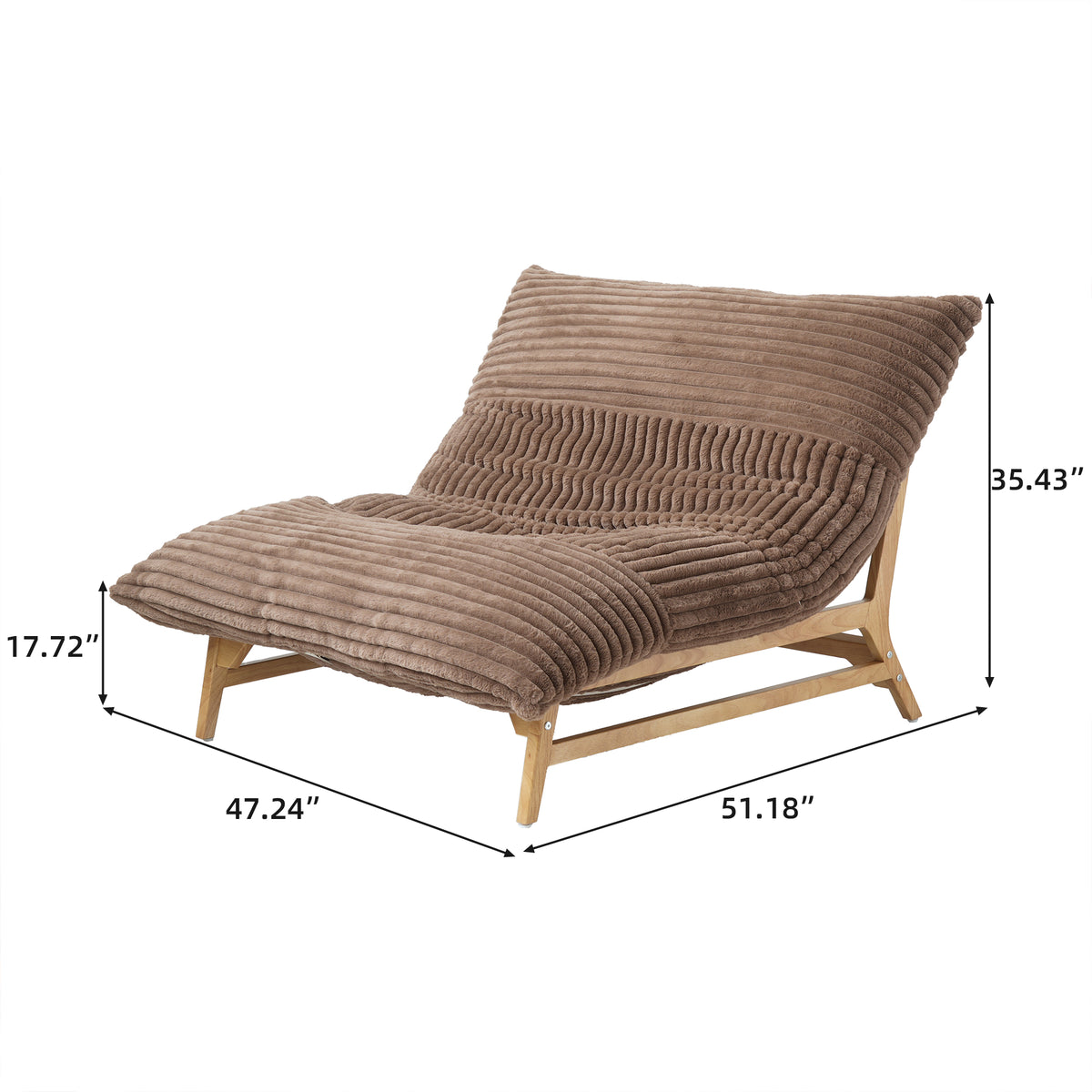 Corduroy Leisure Lounge Chair with Solid Wood Frame