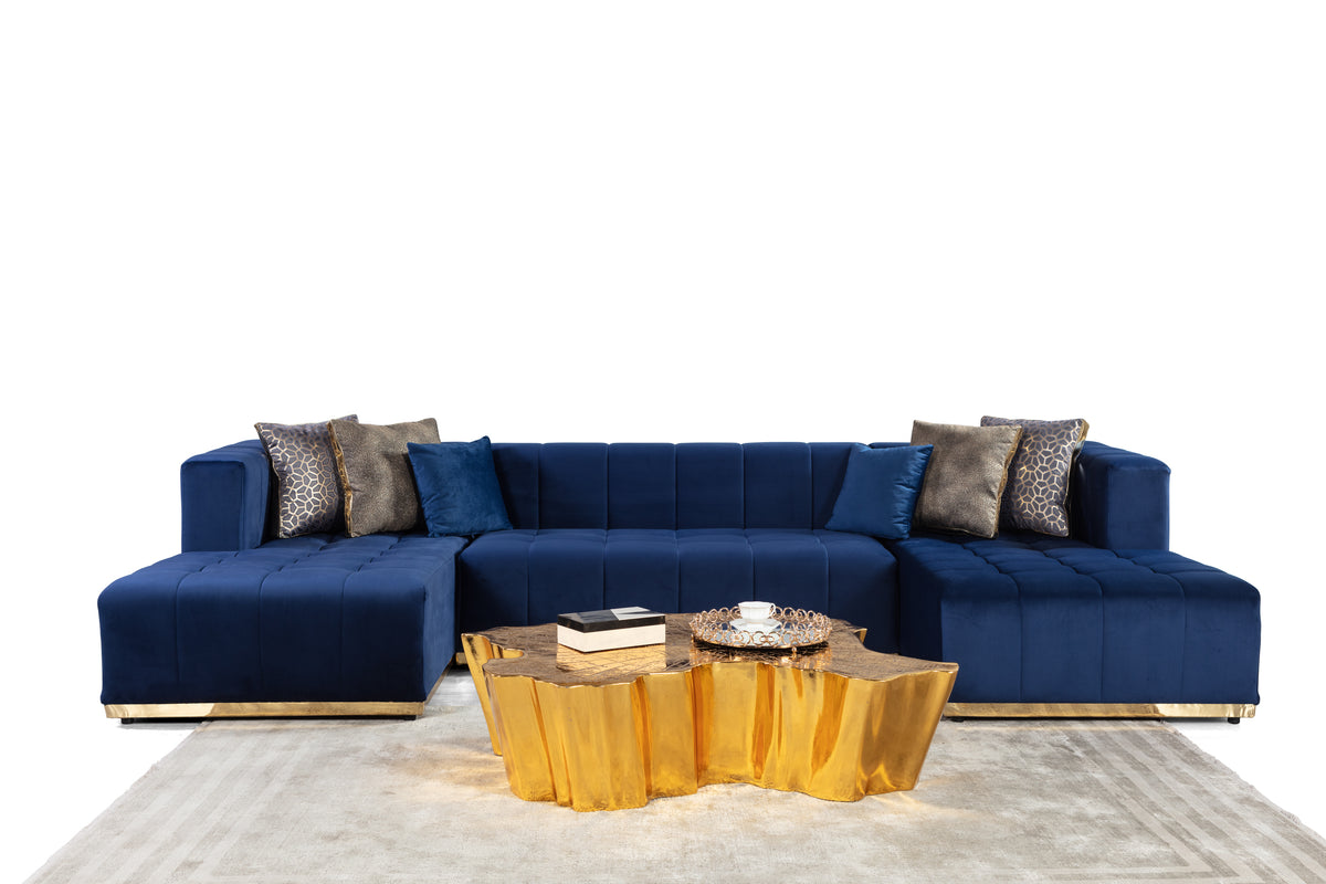 Elisha 140-Inch Velvet Double Chaise Sectional