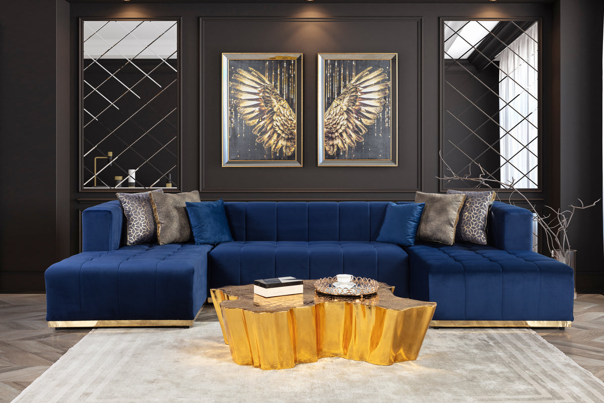 Elisha 140-Inch Velvet Double Chaise Sectional