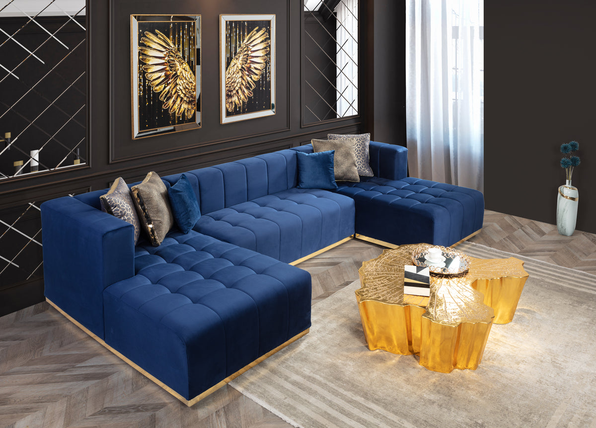 Elisha 140-Inch Velvet Double Chaise Sectional