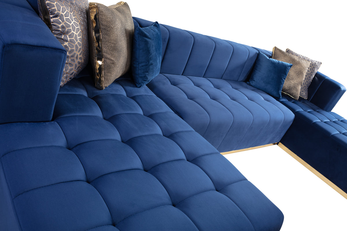 Elisha 140-Inch Velvet Double Chaise Sectional