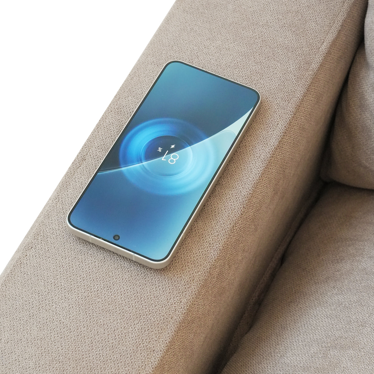 Contemporary Linen-Look Sectional with Wireless Charging